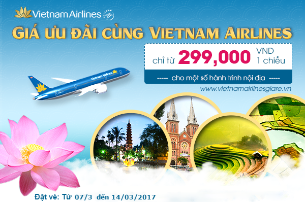 Vé máy bay Vietnam Airlines – Ưu đãi hàng tuần cho hành trình nội địa