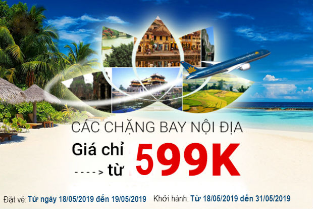 Săn vé Vietnam Airlines nội địa 2 ngày cuối tuần từ 599,000 VNĐ