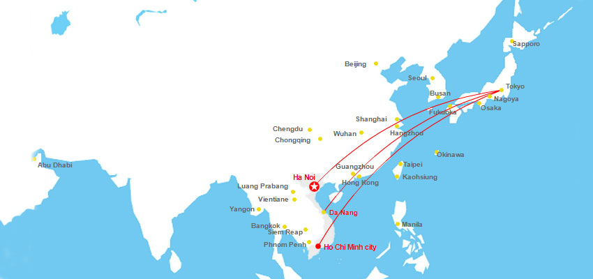 Thời gian bay từ Việt Nam sang Nhật bao nhiêu tiếng?